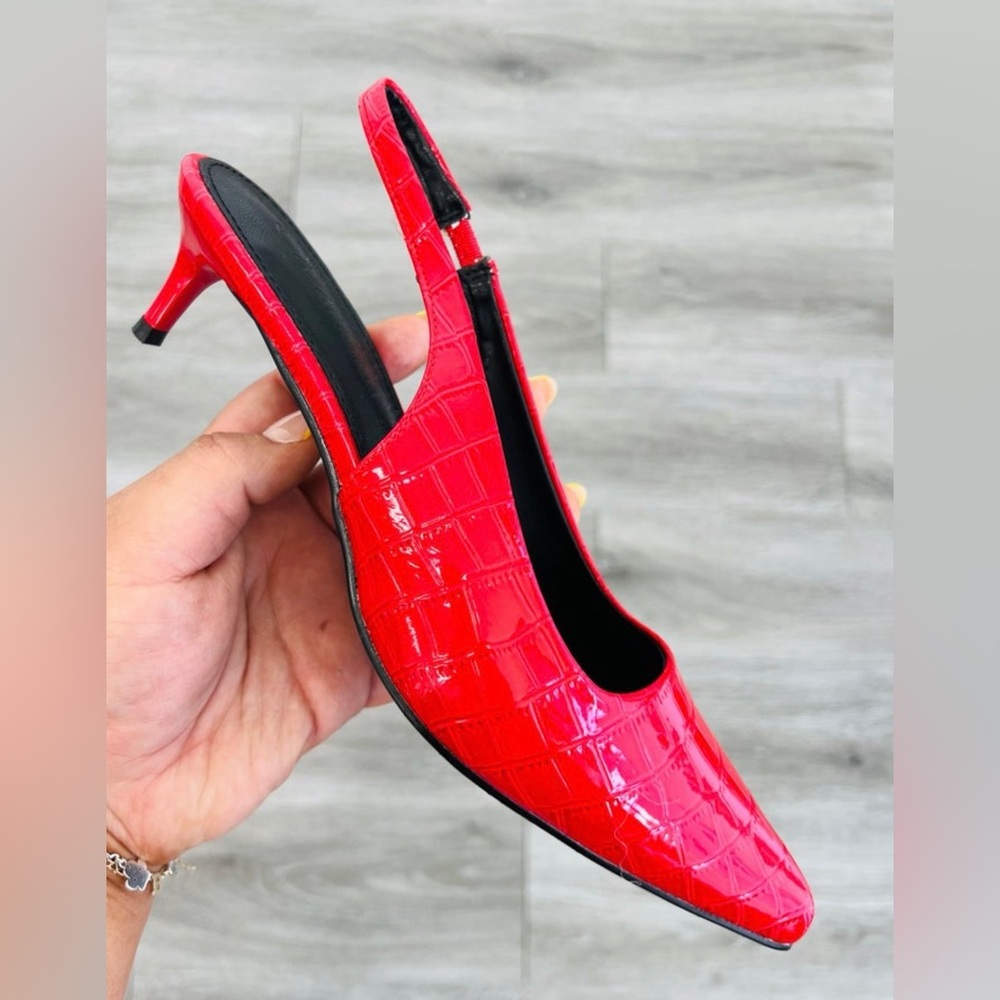 NWT Red Sleek Slingback Heels